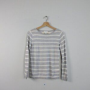 Club Monaco Linen Blend Nautical Sweater Women S Striped Gray White Knited 172